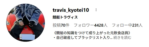 競艇トラヴィス　競艇travis　travis　ボートチェス　三連単 おすすめ　コロガシ　サギ　 テレボート　トリガミ　ボートレーサー　ボートレース　ボートレース予想　ボートレース場　ランキング　予想　人気　優良　優良競艇サイト一覧　公営ギャンブル　勝つ方法　 口コミ 成績　有料予想　検証　無料予想　特徴　稼げる方法　稼げる競艇　競艇　競艇予想サイト　競艇予想サイト一覧　競艇場　競艇選手　評価　競艇副業　競艇投資　投資 評判　配当　笑副艇　検証　まとめ 収支報告　副業　インフルエンサー　競艇インフルエンサー